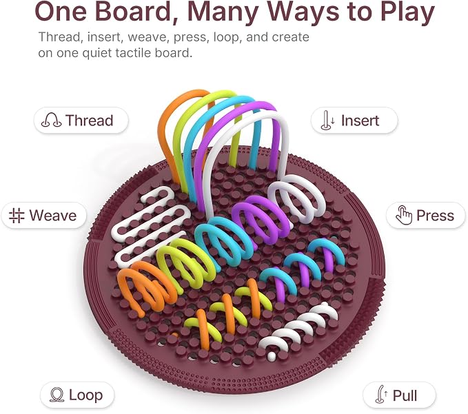 Sensory Activity Board:Fidget Toy for Anxiety, ADHD Kids & Adults | sensory toys for Kids 3+ and Adults, with 25 pull strings and a portable bag for travel, classrooms and everyday play