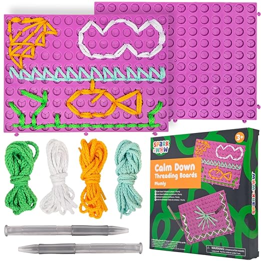 Spark & Wow Calm Down Threading Boards, Plumly, Set of 2 | Sensory Activity Board, Autism Toys for Play Therapy, ADHD Toys for Sensory Play