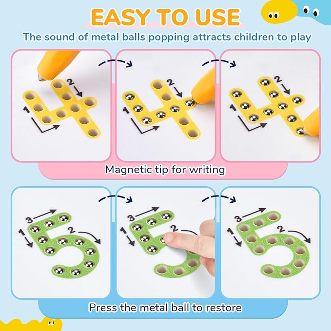 JoyCat Magnetic Number Tracing Board, Double-Sided Numbers 1-20 for Kids | 2-in-1 number writing toy for toddlers and kids; preschool math manipulative and kindergarten educational gift for ages 3-5.