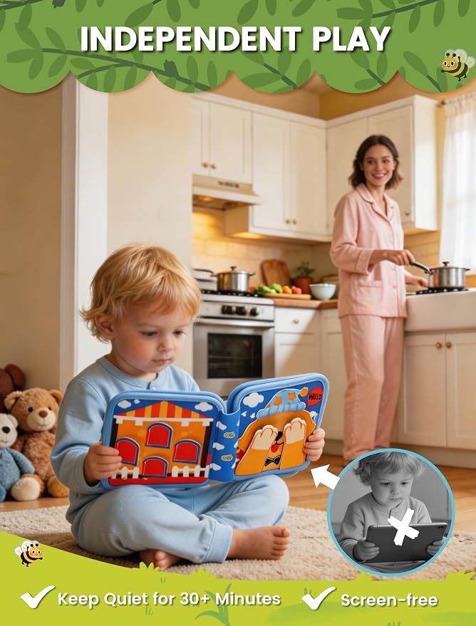 Toddler Busy Book Montessori Toys, Busy Board for Toddlers 1-3, Dog book | Travel toys, Travel essential, Learning activity, Quiet play, Gift ideal, Soft felt book, BPA-free, Non-toxic, Screen-free