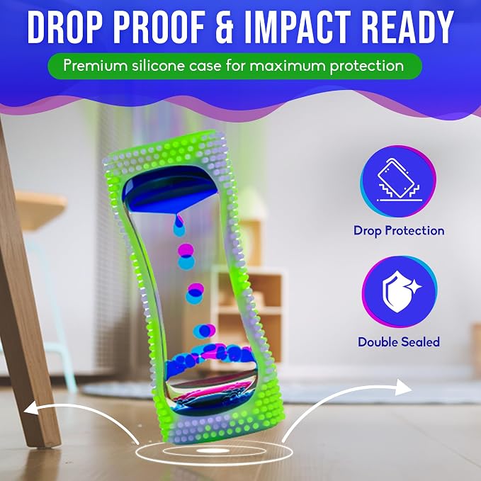 BUNMO Liquid Motion Bubbler Glow-in-The-Dark Sensory Toy for Kids & Adults – Gentle Fidget Toy for Mindfulness – Stimulating Visual Sensory Experience – Colorful Bubble Fidget Timer for Desk & Travel