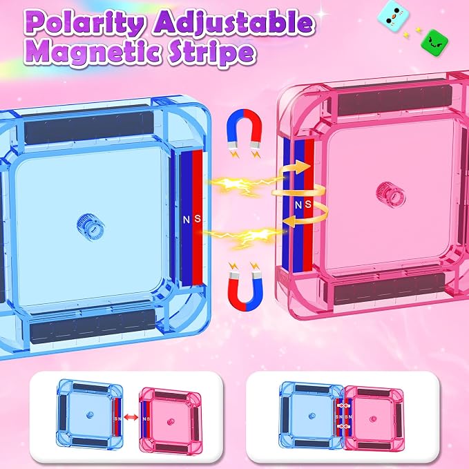 Mini Magnetic Tiles Travel Toys, 40PCS Magnetic Blocks Building Kids Toy | Montessori Preschool Classroom Must Haves, STEM Sensory Outdoor Toys for Toddlers 3+ Year Old Girls Boys, Travel Essential