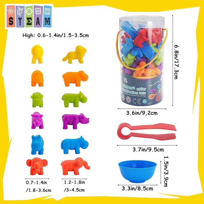 UNIQUE KIDS Counting Educational Learning Toy Set with Sorting Cups – Engaging Sensory Color Classification Training Game for Toddlers and Preschoolers Training Ages 3 and Up