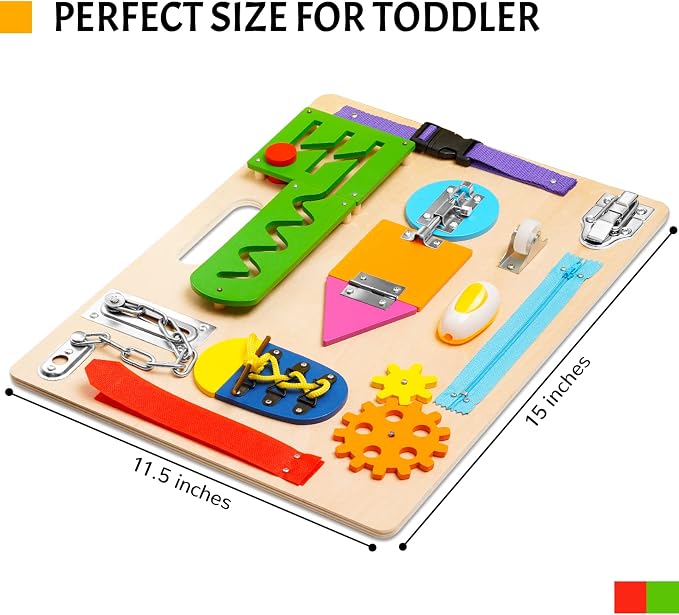 Montessori Busy Board for Toddlers, Wooden Sensory Toys, Preschool Learning Activities for Fine Motor Skills Travel Toy, Basic Life Skills Educational Gifts for 1 2 3 Years Old Kids Boys Girls | Preschool Learning Activities, Basic Life Skills, Fine Mo...