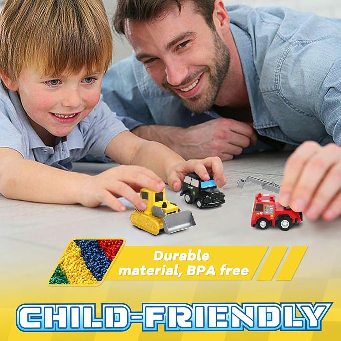 Fajiabao 18 PCS Pull Back Toy Cars for Toddlers | Mini Toy Trucks and Vehicles Set for Kids Party Favors Pinata Stuffers Goodie Bag Fillers Birthday Gifts for Boys and Girls