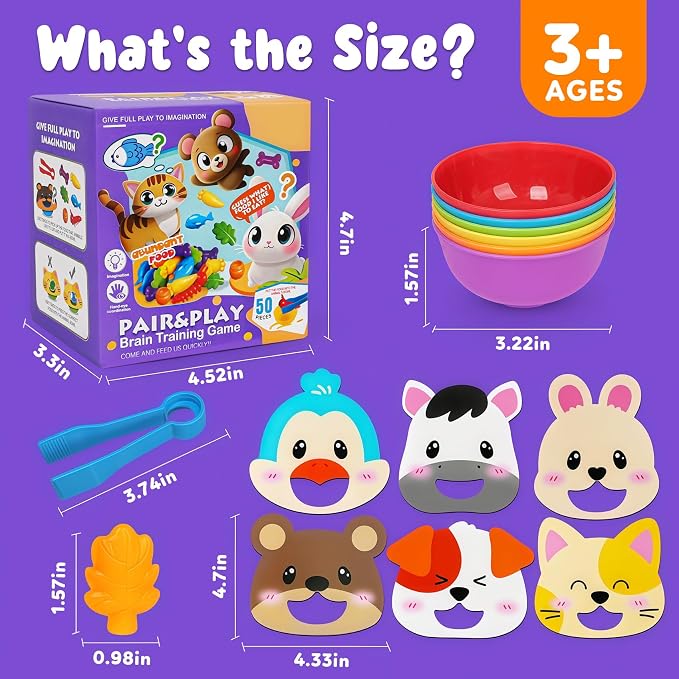 Counting Animals Color Sorting Toys for Kids,Montessori Preschool Learning Animals Matching Feeding Sorting Games Christmas Stocking Stuffers Gifts for Boys Girls Ages 3+