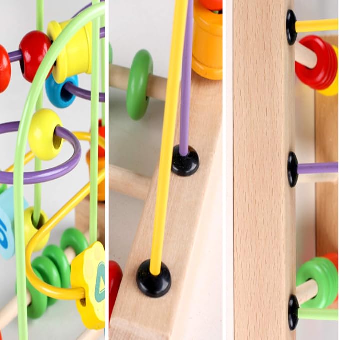 Bead Maze Toy for Kids Wooden Colorful Abacus Roller Coaster Educational Circle Toys Bead Maze Activity Cube Sensory Toys for Children