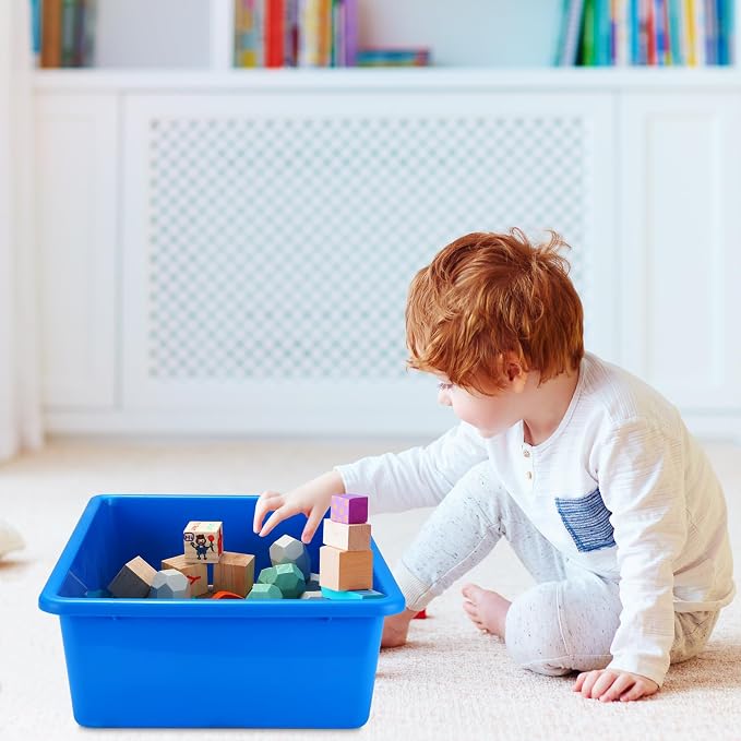 Threehoney 3 Pcs Portable Sand Tray with Lid 15.5 x 11.6 x 5 Inch Small Plastic Sand Box Stackable Sensory Bin Indoor Outdoor Water Play Gifts for Girls Boys School Home(Red, Blue, Green)