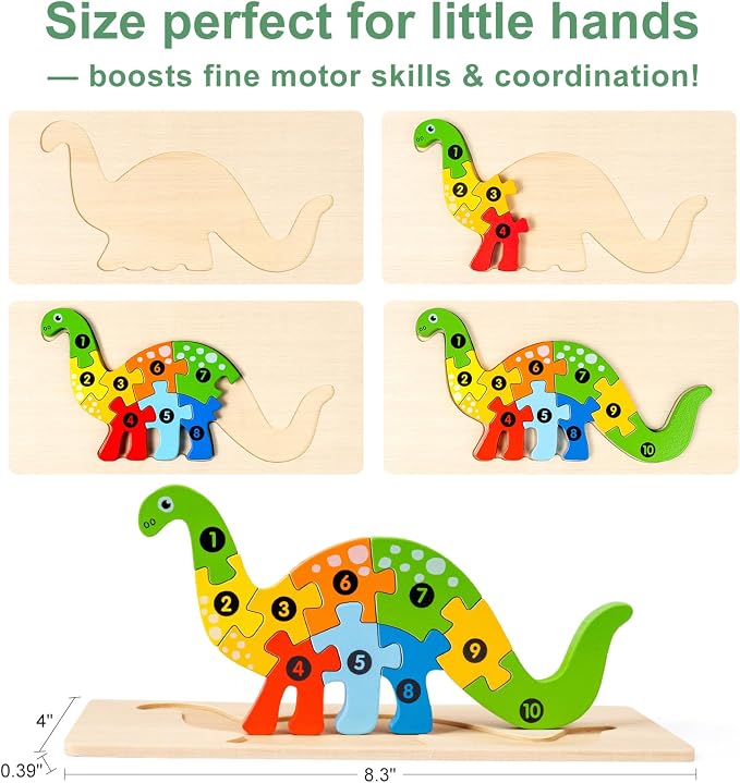 9 Pack Wooden Puzzles for Kids Ages 3-5, Montessori Animal Puzzles | 90 Pieces, CPC certified, with Numbers 1-10, Chunky Jigsaw Puzzles in Gift Box, Educational Learning Toys, Boys Girls Gift