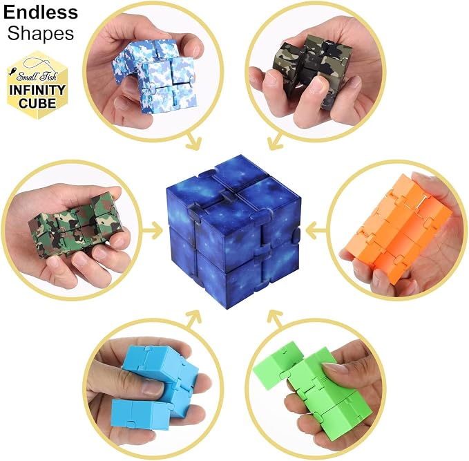 Infinity Cube Sensory Fidget Toy, EDC Tool Fidgeting Game for Kids Adults | Travel Toys Roadtrip Essential, Cool Gadget Anxiety Relief Items for Calm Down, Hand-Held Fidget Toy for Office Home School