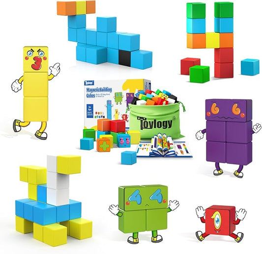 Magnetic Blocks World Number Building Cubes for Toddlers Age 3+ Boys Girls | STEM Educational Sensory Toys, Preschool Learning Toddlers Blocks, Number Games 1-10, Birthday Gifts for Kids Age 3+