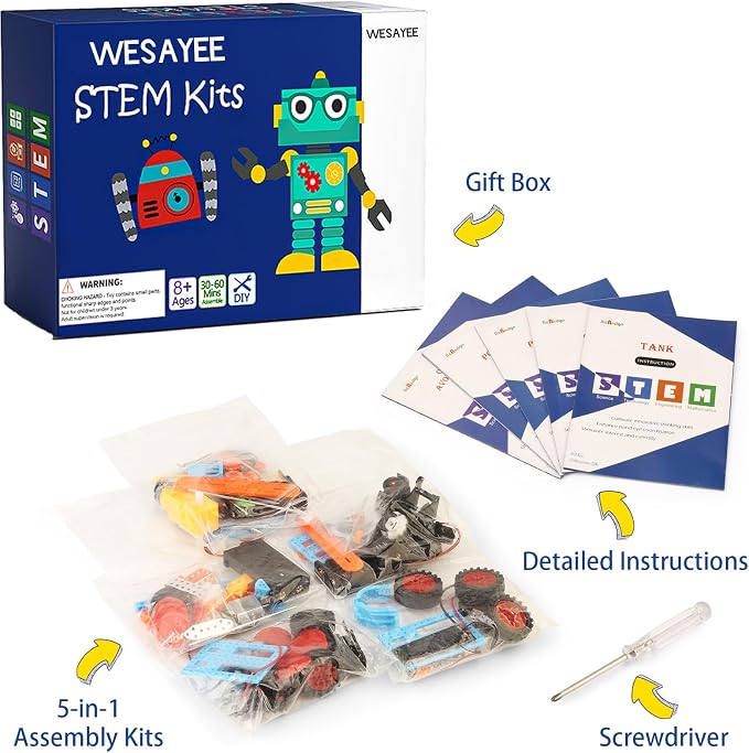 STEM Kits for Kids Science Experiment, Toy Crafts for Boys Birthday Gifts | Science Kits for Kids, STEM Toys, Robot Building Kits for Kids Engineering Projects, Electronic Robotics Activities