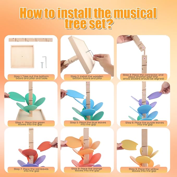 Marble Run Wood Ball Drop Toy Marble Tree Set for Kids 3-5 4-8 (1.1" Balls) | Marble Run Wooden Musical Tree Set Ball Run Toys for 4-8 8-12 Years Old Marble Tree Montessori Toys Christmas Birthday Gift