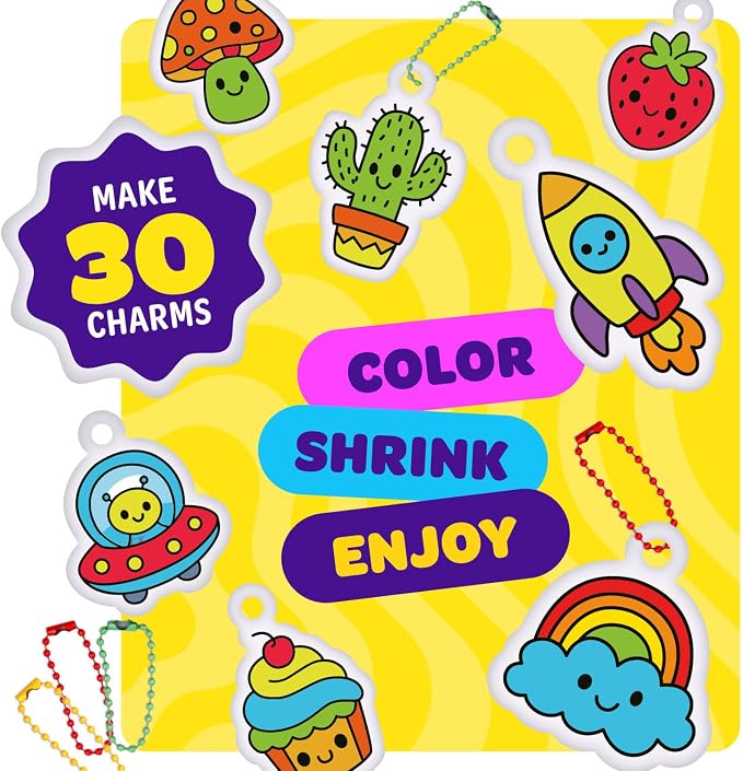 Shrinky Magic Craft Kit for Kids - Shrink Kit for Girls - Birthday Gift | Arts and Crafts for Kids Ages 4-8, 6-8, 8-12 - Gift for Girls 6 7 8 Year Old - Toys for Girls 8-10 - Gift for Boys Ages 6+