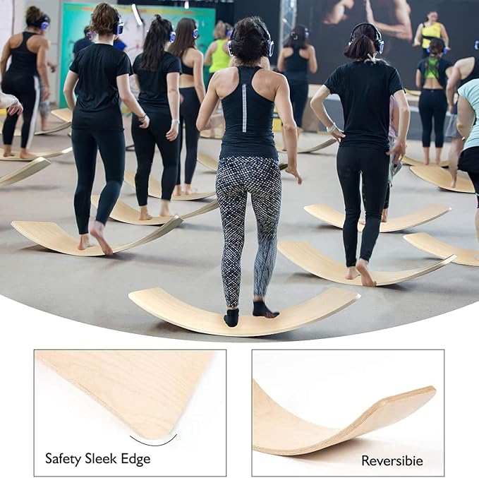 Wobble Board, Wooden Balance Board Kids for Toddlers & Adults, Curvy Rocker Board for Yoga and Exercise Indoor & Outdoor, Open Ended Learning Toy Gift