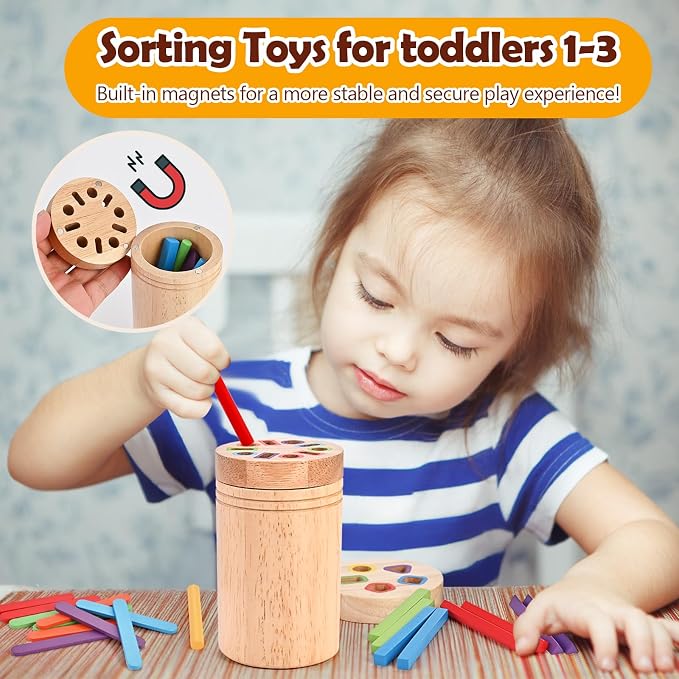 Color Sorting Toys for Toddler, Montessori Toys for 1-3 Year Old | Wooden Learning Color Sorting Toys, Educational Fine Motor Matching Game, Gifts for for Baby Boys Girls