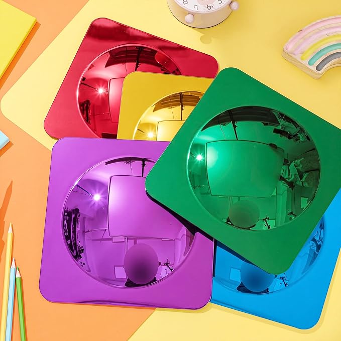 Geiserailie 15 Pcs Sensory Wall Bubble Mirrors, 10 x 10 Inch, CPC Certified | Colorful Acrylic Convex Mirrors, Sensory Room must haves, Classroom Learning Tool, Calming Corner, Preschool Daycare Activity