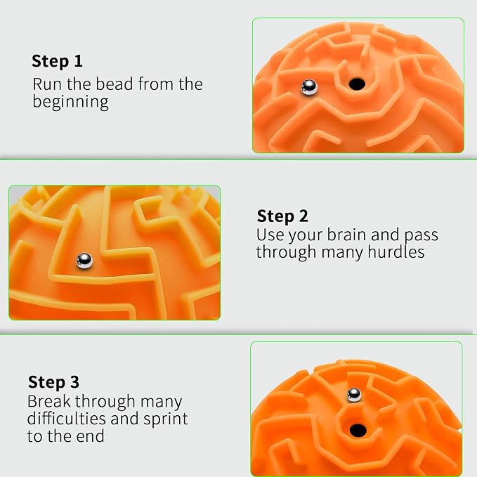 3D Maze Ball Puzzle Games Toys for Kids Age 6 7 8+ Boys Girls Gifts Ideas | Gravity Brain Teaser Puzzle Game Toy for Kids Adult, High Difficulty Challenge Maze Game for Trips, Birthday Gift (Orange)