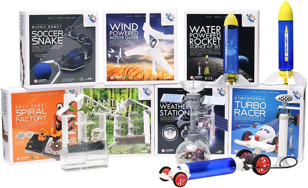 PLAYSTEM Outdoor Water Powered Rocket Physics Learning Set-with Tail, Body and Pump DIY Rocket Science Experiment Kit- Space STEM Outdoor Toys Gift for Kids,Teens, Boys & Girls