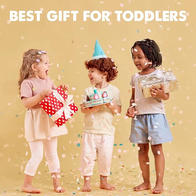 Tiny Land 43 Pieces Wooden Play Food Sets for Kids Kitchen | 100% Wood Kids Toy Food for Toddlers 3+ Year Old, Pretend Food Play Kitchen Accessories Set for Boys and Girls