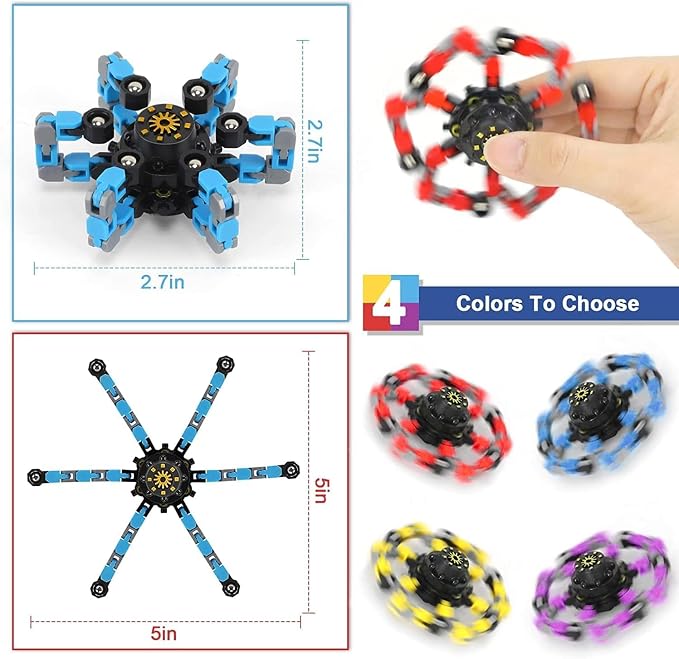 6Pcs Fingertip Gyro Toy Fidget Mechanical DIY Transformable Fidget Spinners Fidget Toys Robot Creative Chain Gyro Toy for Goodie Bag Stuffers Party Favors Gift Prizes Novely Anxiety Toys