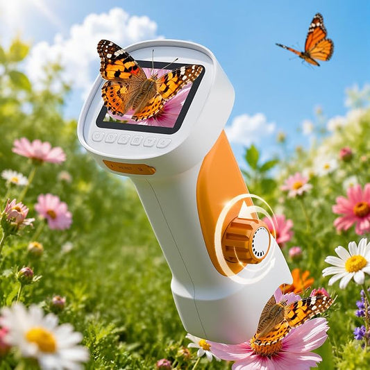 1000X Handheld Digital Microscope for Kids with 2.4" IPS Screen (Orange) | Portable Educational STEM Microscope Toy with Photo/Video, 8 LEDs, Manual Focus, Rechargeable for Ages 4-12 Boys & Girls