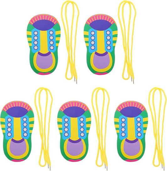 NUOBESTY Shoelace Threading Toys 5 Sets Lacing Toys for Kids Learn to Tie Shoelaces Practice Kit Early Childhood Education Material 7.08 X 3.93 in