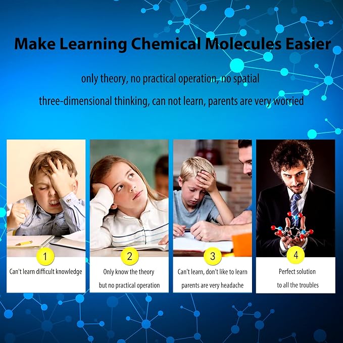 EXBEPE Chemistry Molecular Model Kit 452pc with C60,Educational Science Set Learning Chemistry Atoms,Bonds and Structures Teaching Aids School Supplies
