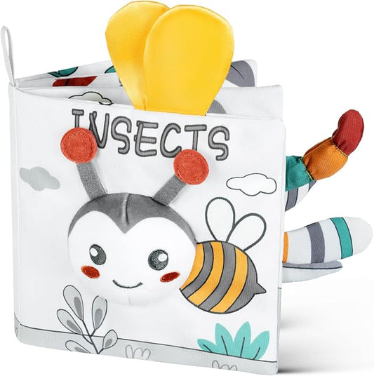 HOTUT Soft Baby Book Toy - Newborn Crinkle Touch and Feel for 0-6 Months, 3D Toddler & Kids Toy, Gift for Boys & Girls (Bee)