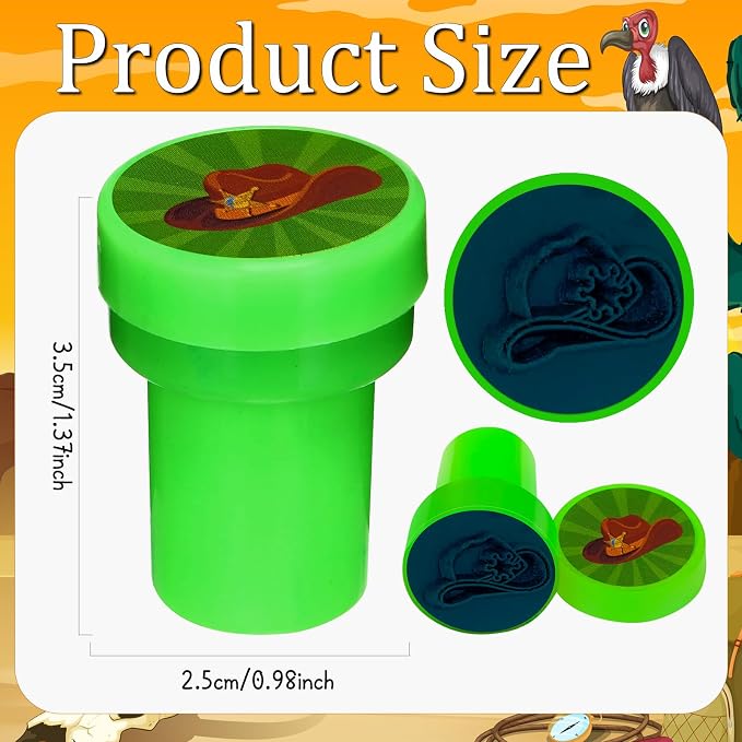 Cinrobiye 24 Pcs Western Cowboy Stampers Party Favor Set, Cute Cowboy Rodeo Stamps for Kids Birthday Party, Classroom Rewards, Carnival Prizes, Goody Bag Fillers, Western Themed Party Supplies