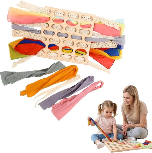 Eray Montessori Wooden Busy Board, Lacing & Weaving Fine Motor Toy for Kids | OPEN-ENDED LACING & WEAVING