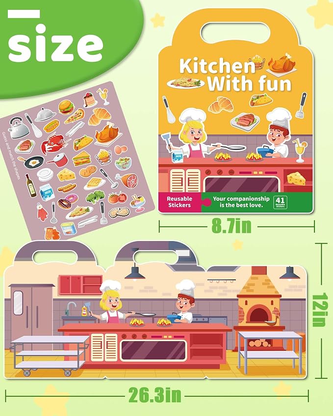 Benresive Reusable Sticker Book for Toddlers, Travel Stickers for Kids | Toddler Travel Activities Toys, Birthday Gifts for Boys & Girls, Airplane Travel & Road Trip Essentials Kids