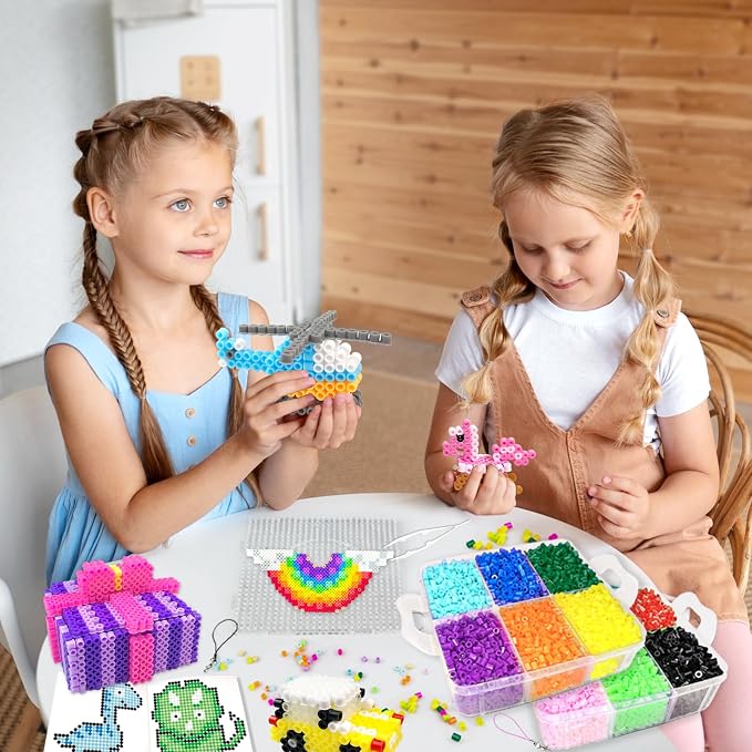 Fuse Beads Kit for Kids-11000 Beads,20 Colors 5mm Fuse Beads Set with Storage Box, Ironing Papers,Pegboards Booklet and Accessories,DIY Art Craft Toys Gifts for Girls & Boys Age 5+ Birthday Christmas