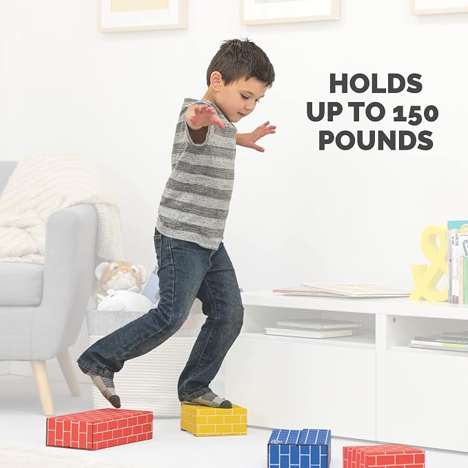 BB at Play Heavy Duty Kids Jumbo Cardboard Building Blocks, 20 PK | 10 Large and 10 Medium Stackabke Blocks, Easy To Assemble, Durable and Encourages Open Play for Kids and Families