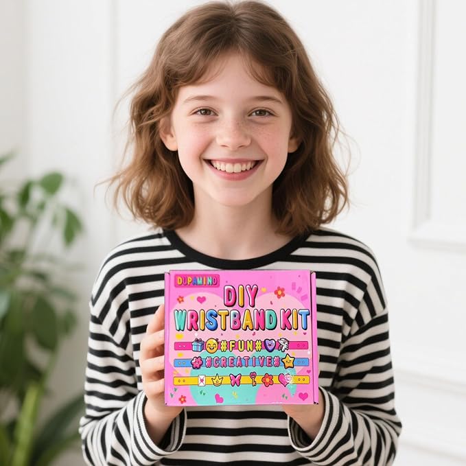 Friendship Bracelet Kit, DIY Jewelry Making Kit for Girl Ages 5-12 | Art & Craft Kits for Kids, Snap-On Design, Adjustable Strap, Personalized Name Bracelets, Sleepovers, Parties, Birthday Gifts
