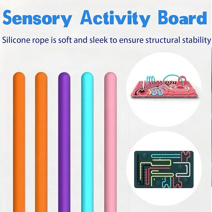 2 Pack Sensory Activity Boards, Sensory Fidget Toys for Stress Relief | Quiet Sensory Toys, Fidget Toys for Adults and Kids, 28 Colorful Strings, Screen-Free Travel Activity for Car and Airplane