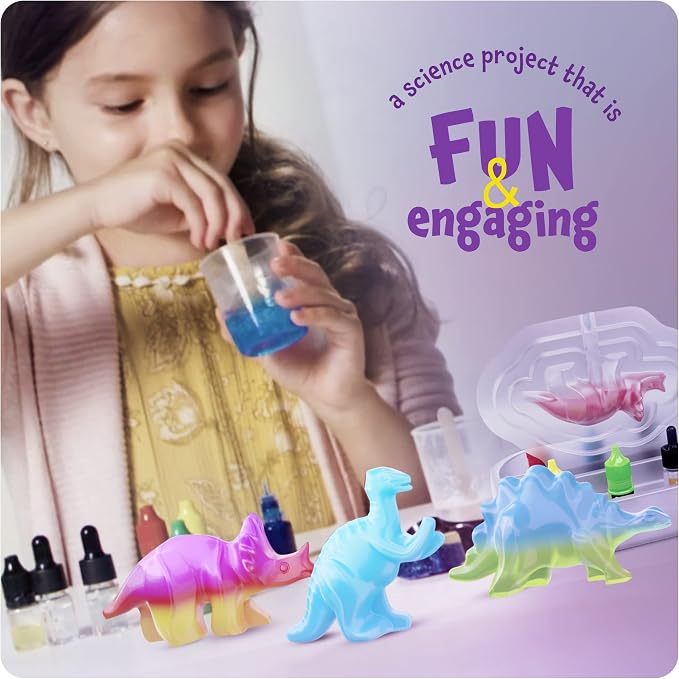 Dino Soap Making Kit For Kids - Dinosaur Science Toys Kits - DIY Craft Kit | Gifts for Kid All Ages, DIY Activities Craft - Art Crafts Gift Set for Boys and Girls Age 3 4 5 6 7 8 12 Year Old Boy