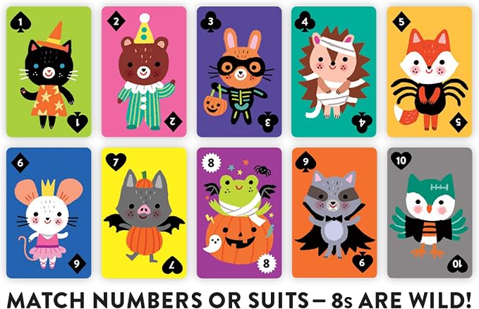 Mudpuppy - Spooky 8s! Card Games for Kids | Ages 4+, Kids Version of Crazy 8s, Ideal for 3-4 Players, Halloween Themed, Family Fun, Screen-Free Play, FSC Certified