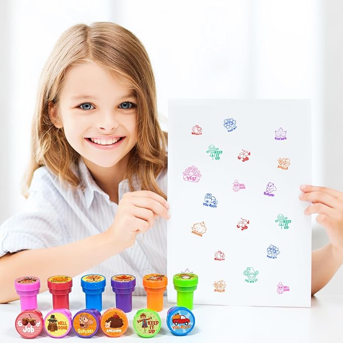 Cinrobiye 24 Pcs Seasonal Stampers Party Favor Set, Cute Four Seasons Stamps for Kids Birthday Party, Classroom Rewards, Educational Learning Toys, Goody Bag Fillers, Seasonal Party Supplies