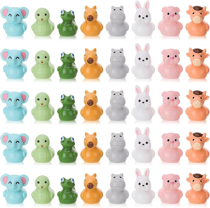 40 Pack Novelty Animal Ducks Toy Figures, Tiny Animals to Hide | Ducks Party Favor Birthday Gift Decoration (8 Styles)