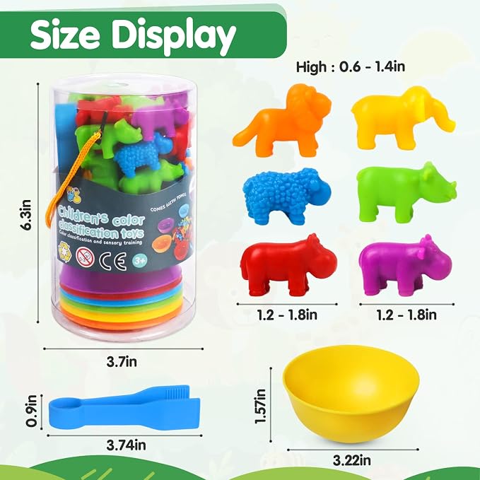 TSYAN Counting Toys Matching Game for Kids with Sorting Bowls Preschool Learning Educational Activities Toys Color Classification and Sensory Game Set Toddler Fine Motor Toys for Kid