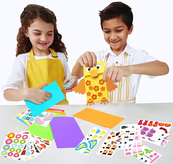WATINC Hand Puppet Making Kit, Paper Sock Puppet Toys for Kids (Animals) | 9 Styles, Make Your Own Storytelling & Role Play Crafts, Creative Group Activity, Party Favors & Gifts for Kids Ages 4-8