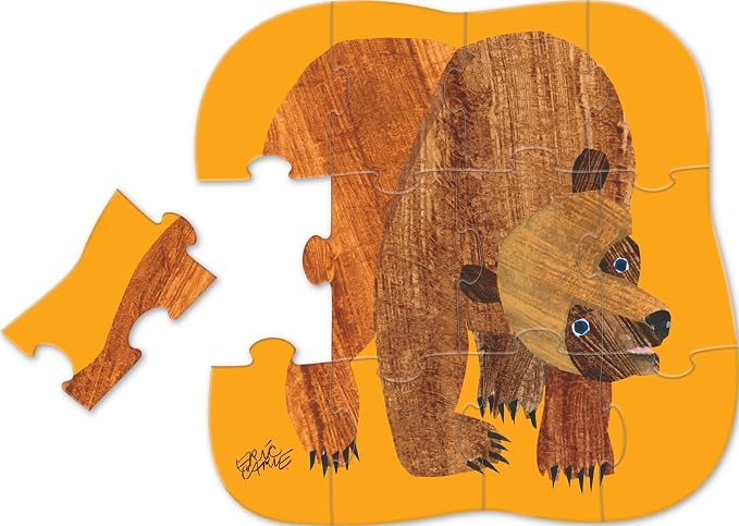 Crocodile Creek Pre-School Jigsaw Puzzle, 12 Piece for Kids 2 Years and Up, Heavy-Duty Square Box for Storage, Finished Puzzle Size 12 x 19 inches, Brown Bear
