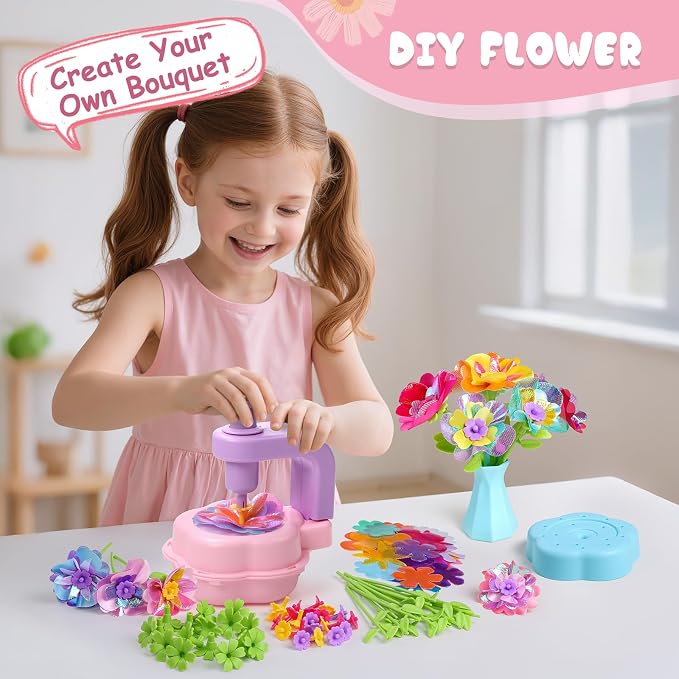 Scvcid Arts and Crafts for Girls Aged 3-12, Includes Extra Accessory Set | DIY Art Flower Toys Fabric Bouquet Craft for Toddler, Birthday Gifts for 3 4 5 6 7 8 9 10 11 12 Year Old Girls