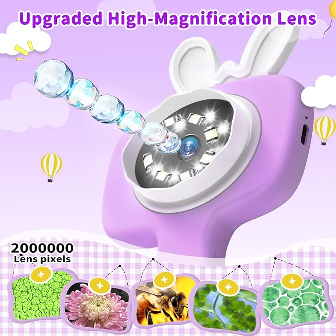 BLACKROOT Microscope for Kids, 2.4" Handheld Digital Pocket Microscope | STEM Educational Science Toys for New Year, Birthday Gifts for 3+ 4 5 6 7 8 9 10 11 12 Year Old Boys Girls, Purple