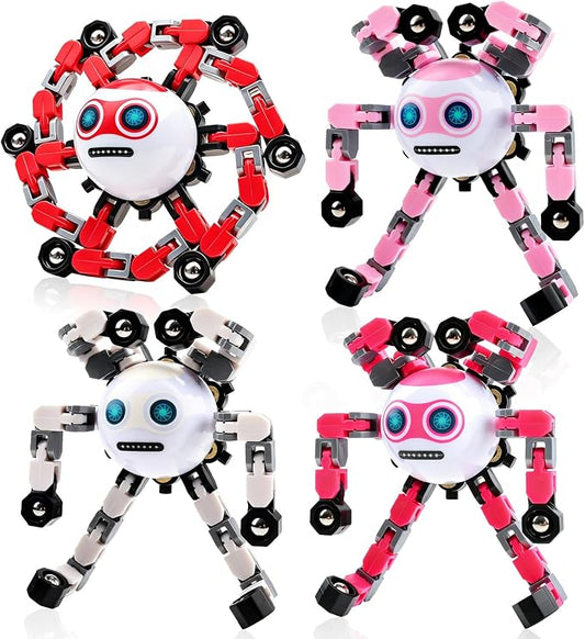 4 PCS Travel Toys Transformable Fidget Spinners Toys for Kids and Adults Sensory Toy for Boys Teens Stress Relief Autism ADHD Cool Road Trip Travel Essential Birthdays Gifts for Party Favors