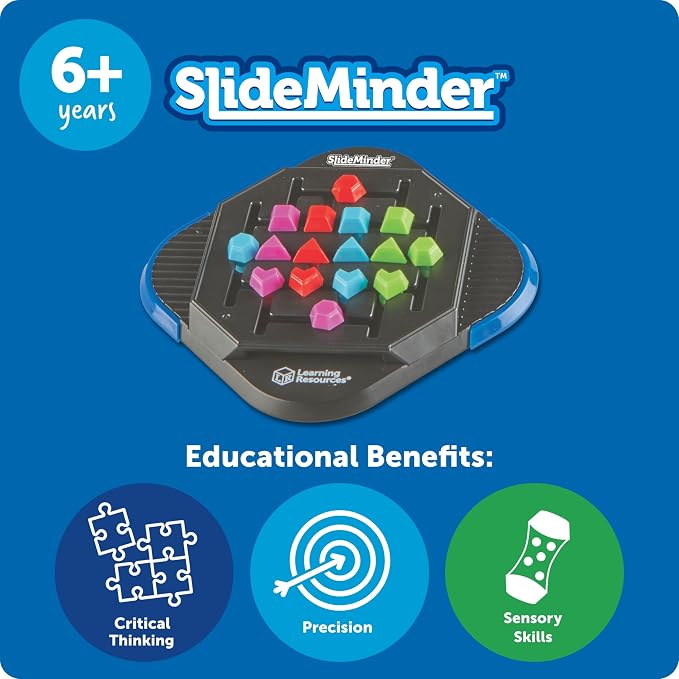 Learning Resources SlideMinder Brain Teaser Puzzle Game, Travel Gifts for Kids, Interactive STEM, Critical Thinking, Fine Motor Skills