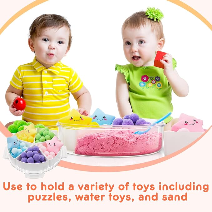 2 Pcs Sensory Bin with Lid and Removable Storage Inserts Sensory Activities for Toddlers 11.22 Inch Portable Sensory Box Sensory Toys for Autistic Children, Beige and White