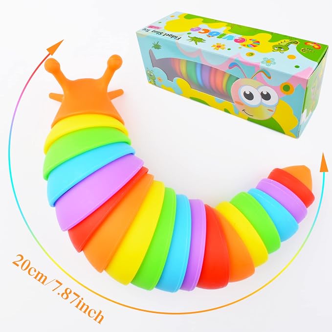 Cevioce Fidget Slug Toy, Sensory Slug Fidget Toy for Kids & Adults, 1 PC Cute Autism Sensory Toys for Autistic Children Easter Gifts for Girl Boy Birthday Easter Basket Stuffers for Toddlers Kids