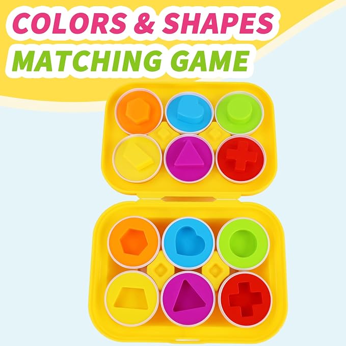 WEEJOYGAM Matching Egg Toys for Toddlers, Toddler Montessori Toys for 2 3 Year Old Girl Boy Birthday Gift, Learning Color Sorting Shape Sorter Puzzle Game Preschool Educational Fine Motor Skills